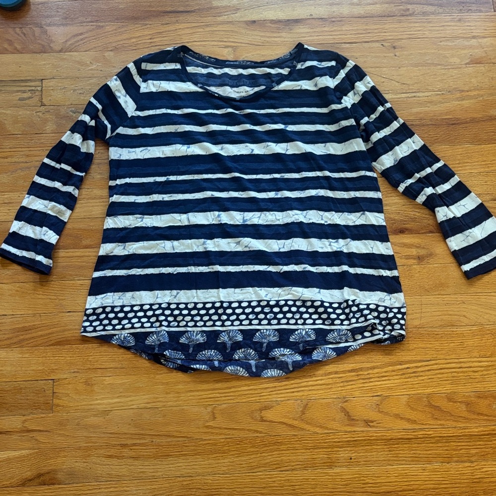 Lucky Brand Striped Patterned Long Sleeve T Shirt